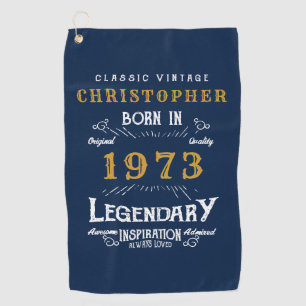 Serviette De Golf 50th Birthday 1973 Ajouter Nom Legendary Blue