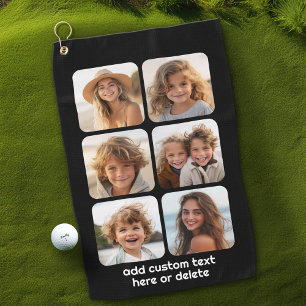 Serviette De Golf 6 Collage photo avec texte blanc sur noir