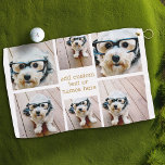 Serviette De Golf 6 Collage photo minimaliste - Gold et White Grid<br><div class="desc">Une serviette de golf avec un collage photo personnalisé est un accessoire unique et personnalisé qui allie fonctionnalité et valeur sentimentale sur le terrain. Il nettoie efficacement les clubs, les boules et les mains tout en présentant un imprimé vibrant et de haute qualité de souvenirs chéris - moments familiaux, parcours...</div>
