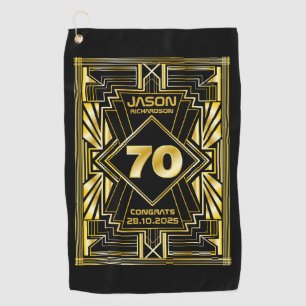 Serviette De Golf 70e anniversaire Art Déco Gold Black Great Gatsby