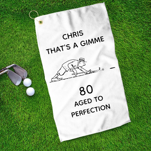 Serviette De Golf 80e anniversaire Funny Golfer Nom personnalisé (Créateur téléchargé)