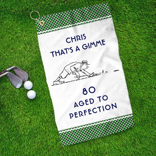 Serviette De Golf 80e anniversaire Funny Golfer Nom personnalisé Pla