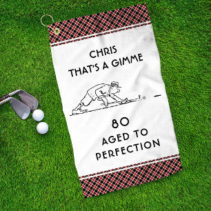 Serviette De Golf 80e anniversaire Funny Golfer Nom personnalisé Pla