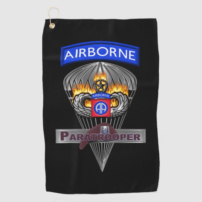 Serviette De Golf 82e division aéroportée Parachutistes de flammes (Devant)
