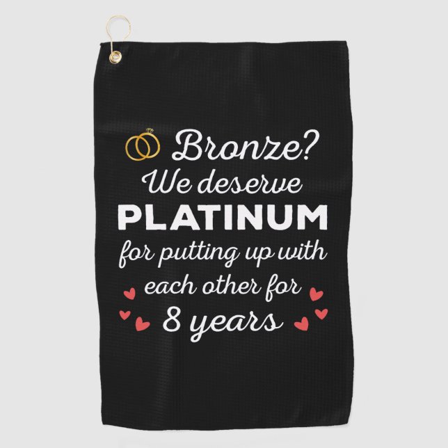 Serviette De Golf 8ème anniversaire Mariage I - Bronze Funny Couple (Devant)
