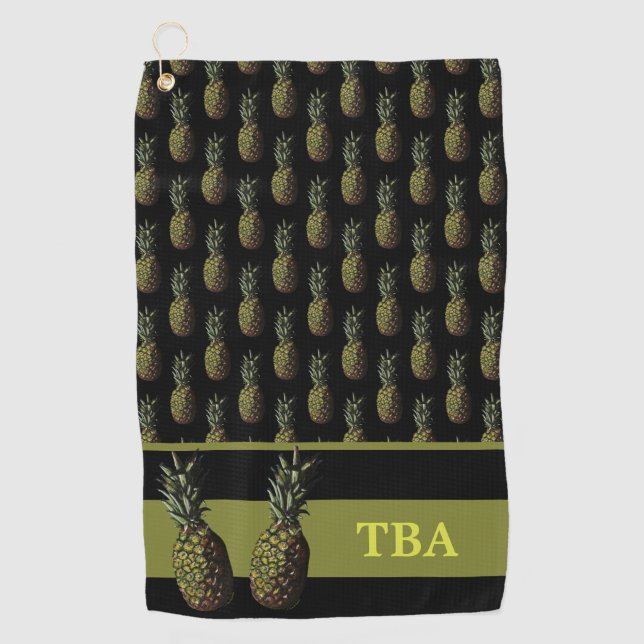 Serviette de golf à ananas - Monogramme personnali (Devant)