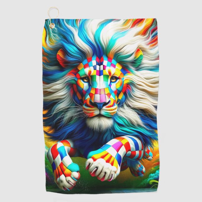 Serviette De Golf à damiers Lion (Devant)