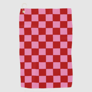 Serviette De Golf à damiers rouge et rose chaud