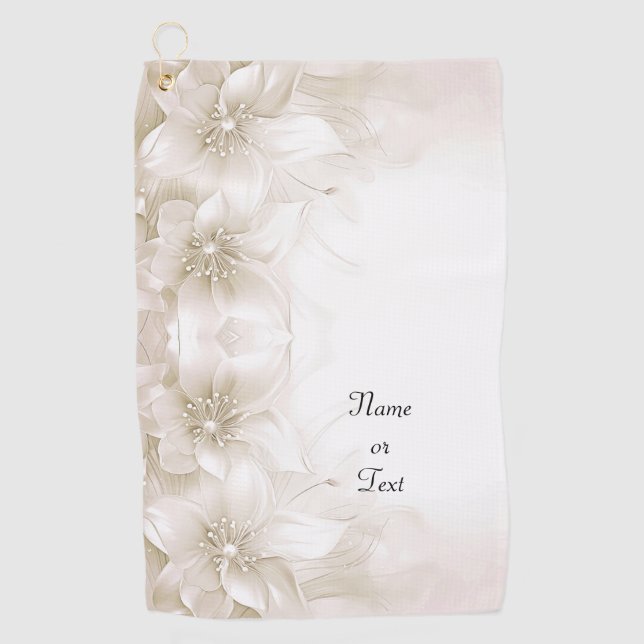 Serviette de golf à fleurs blanches ivoire (Devant)