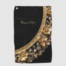 Serviette de golf à fleurs dorées ornées