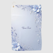 Serviette de golf à fleurs ornées bleues