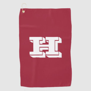 Serviette de golf à lettre universitaire cramoisie