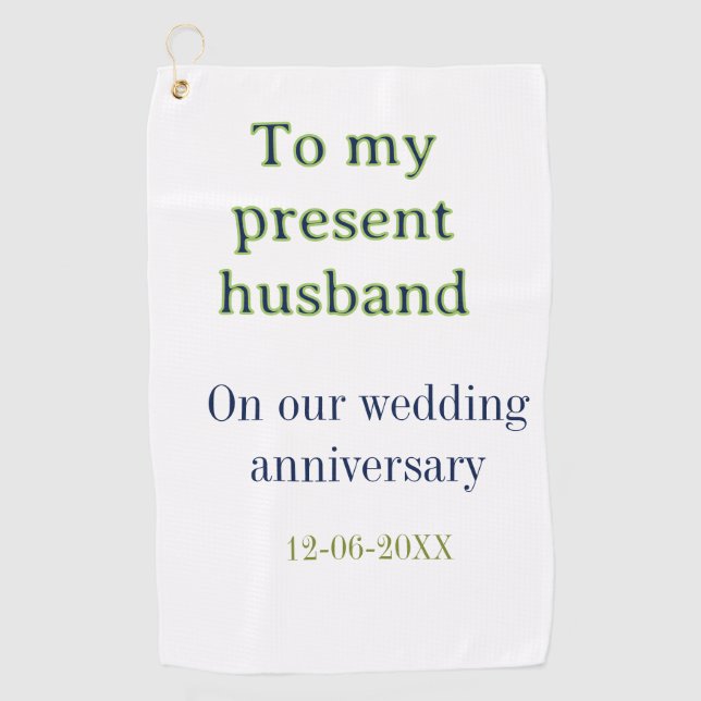 Serviette De Golf À mon mari anniversaire de mariage ajoutez nom dat (Devant)