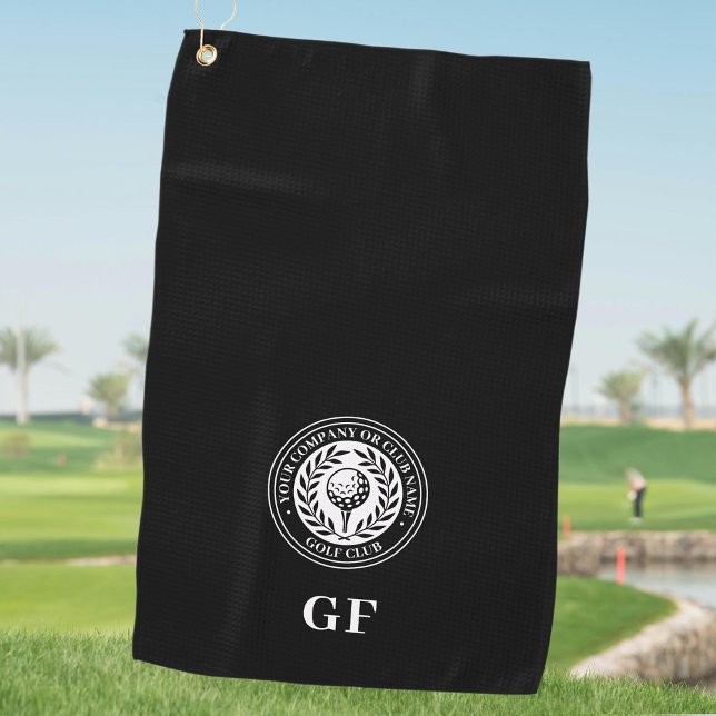 Serviette de golf à monogramme classique personnal (Créateur téléchargé)