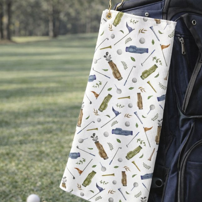 Serviette de golf à motif aquarelle de golf | Cade (Créateur téléchargé)