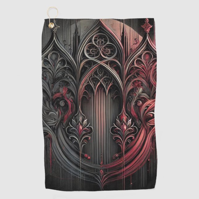 Serviette de golf à motif en arc gothique – El rou (Devant)