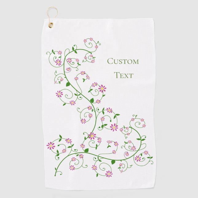 Serviette de golf à personnaliser avec texte Fleur (Devant)