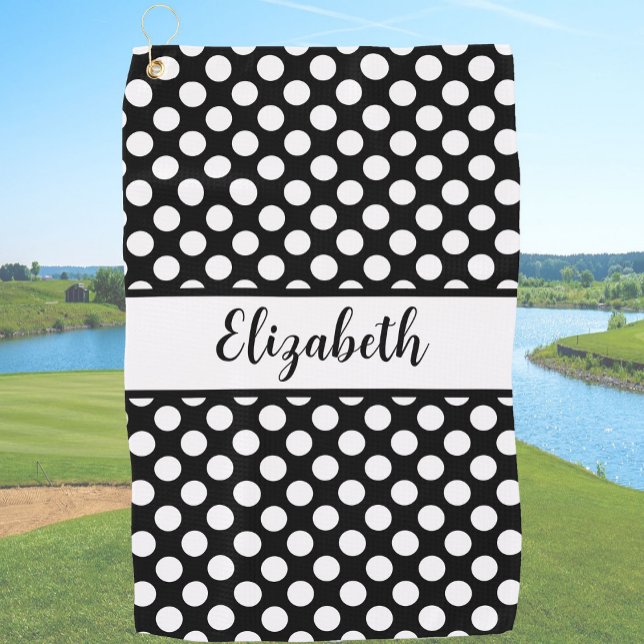 Serviette de golf à pois noirs personnalisée pour  (Créateur téléchargé)