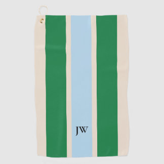 Serviette de golf à rayures classiques et monogram