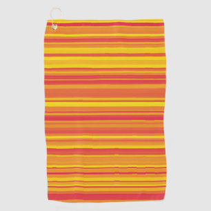 Serviette de golf à rayures orange rouge jaune
