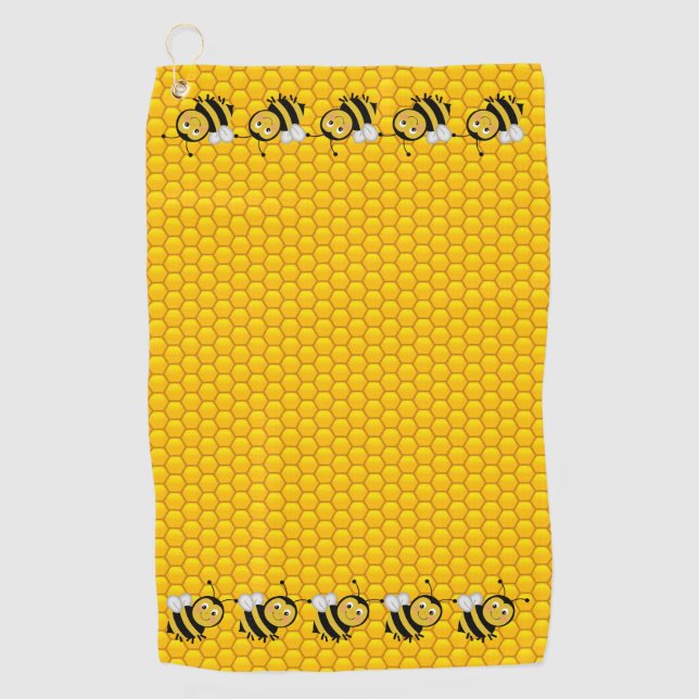 Serviette De Golf Abeilles sur un rayon de miel (Devant)