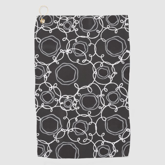 Serviette De Golf Abstract Floral Matrix (Charcoal) Fine Art (Devant)