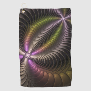 Serviette De Golf Abstrait brillant Trippy coloré 3D Fractal Art