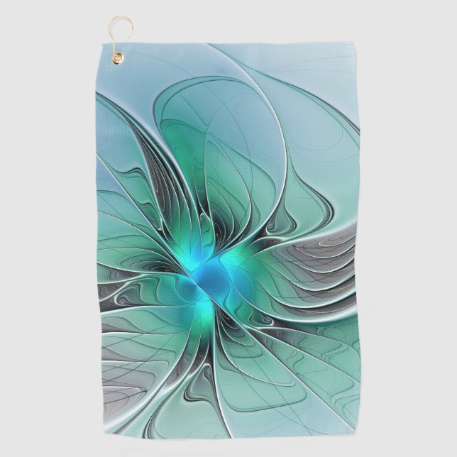 Serviette De Golf Abstrait De Bleu, Art Fractal Moderne (Devant)
