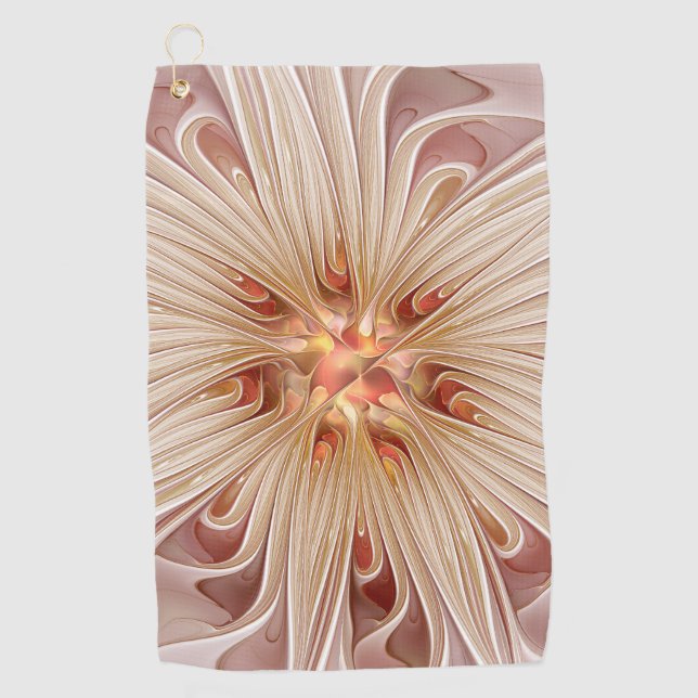 Serviette De Golf Abstrait Moderne Peach Pastel Flower Fractal Art (Devant)