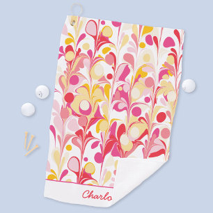 Serviette De Golf Abstrait Motif rétro rose personnalisé