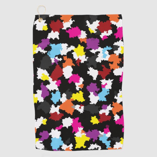 Serviette De Golf Abstrait noir coloré irrégulier (Devant)
