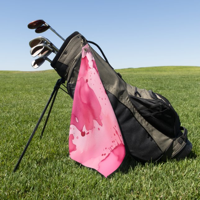 Serviette De Golf Abstrait rose sur rose  (Vert)