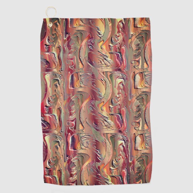 Serviette De Golf Abstrait sculpté en dégradé saumon et rouge (Devant)