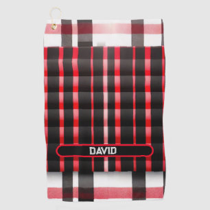 Serviette De Golf Abstraite Rouge Noir Plaid Collection moderne