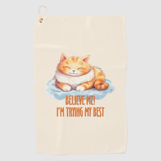 Serviette De Golf Adorable Tabby Orange Chat - Je tente mon meilleur (Devant)
