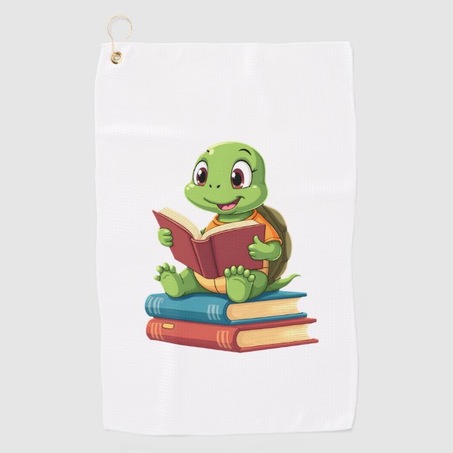 Serviette De Golf Adorable Turtle Reading Books (2) (Devant)