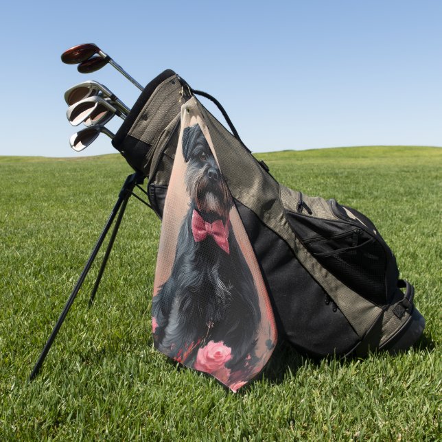 Serviette De Golf Affenpinscher avec des roses - Saint-Valentin (Vert)
