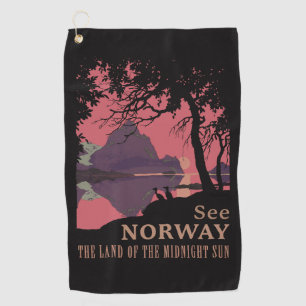 Serviette De Golf Affiche minimaliste de coucher de soleil en Norvèg
