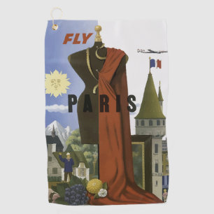 Serviette De Golf Affiche vintage de voyage mode surréaliste Fly Par