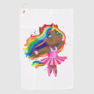 Serviette De Golf Africain Black Unicorn Girl Ballerina Dancing Cade