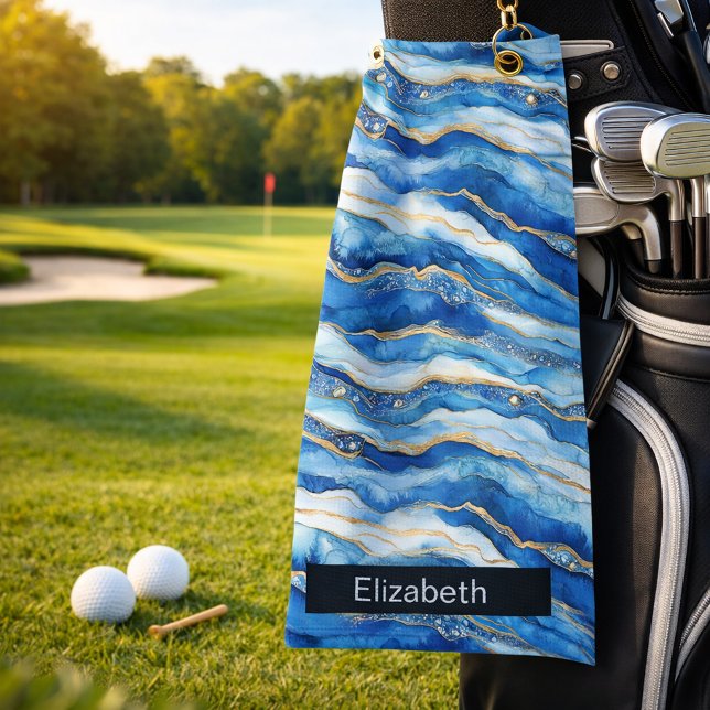 Serviette De Golf Agate Personnalisée Bijou Océan (Créateur téléchargé)