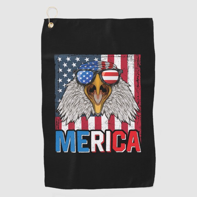 Serviette De Golf Aigle chauve Merica 4 juillet (Devant)