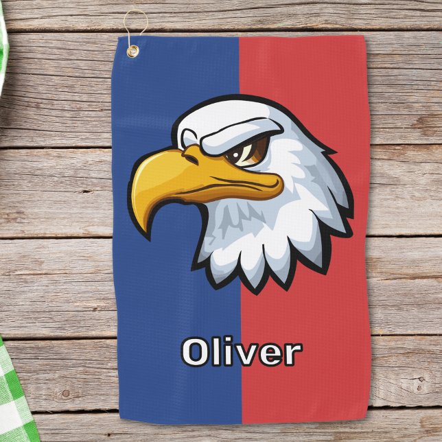 Serviette De Golf Aigle de dessin animé patriotique gras (Créateur téléchargé)