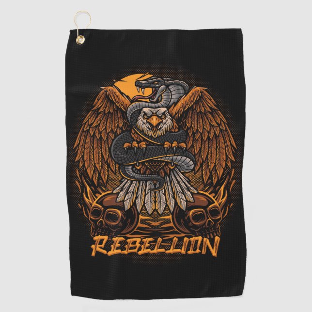 Serviette De Golf Aigle et crâne de la rébellion (Devant)