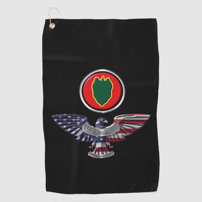 Serviette De Golf Aigle Vétéran de la 24e Division d'Infanterie (Devant)