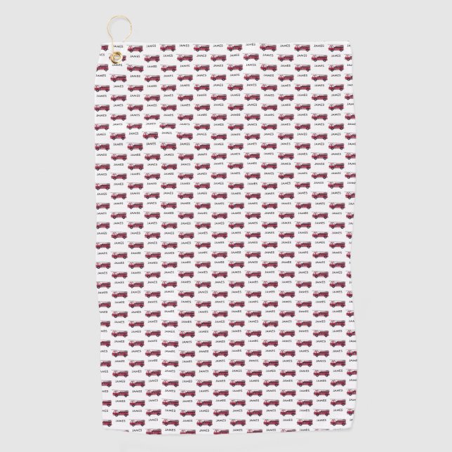 Serviette De Golf Ajouter votre nom Camion de feu rouge Enfants pers (Devant)