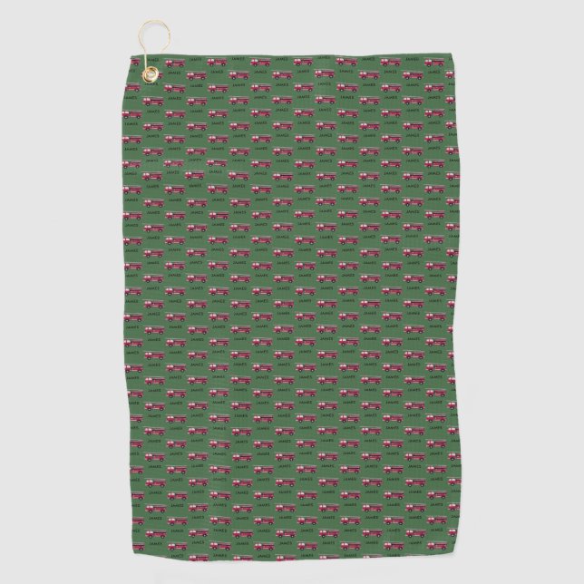 Serviette De Golf Ajouter votre nom Camion de feu rouge Enfants pers (Devant)