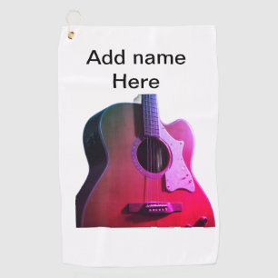 Serviette De Golf Ajouter votre nom texte brun acoustique guitare éd