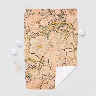 Serviette De Golf Alfonse Mucha Art Nouveau Peonies