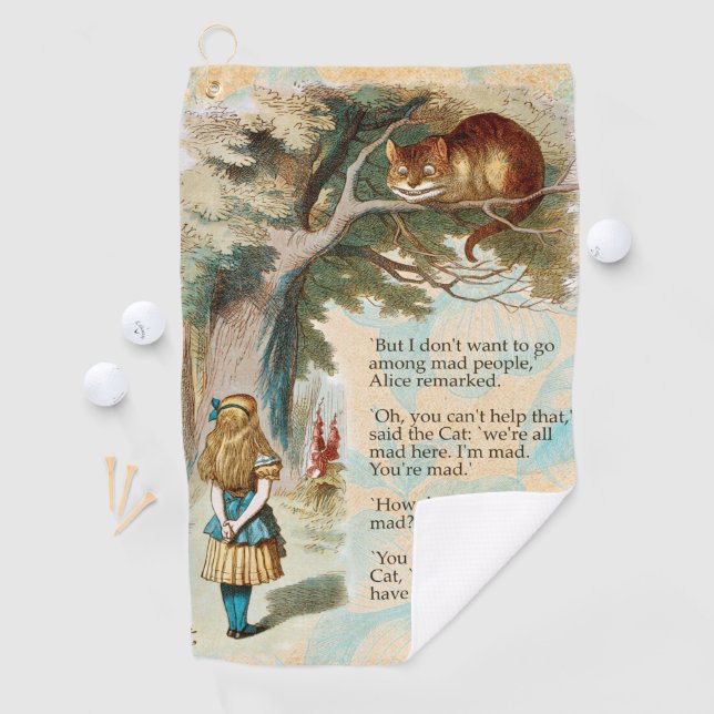 Serviette De Golf Alice au pays des merveilles Cheshire Cat Mad (En situation)